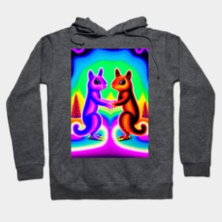 CARTOON 2 SQUIRRELS DANCING AT SUNSET Hoodie